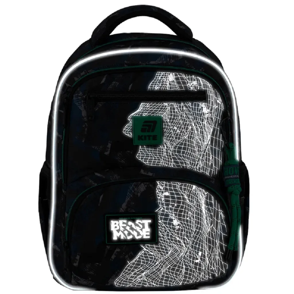 Ортопедичний рюкзак шкільний Kite Education Beast Mode K25-773M-3, чорно-синій Ортопедичний рюкзак шкільний Kite Education Beast Mode K25-773M-3, чорно-синій