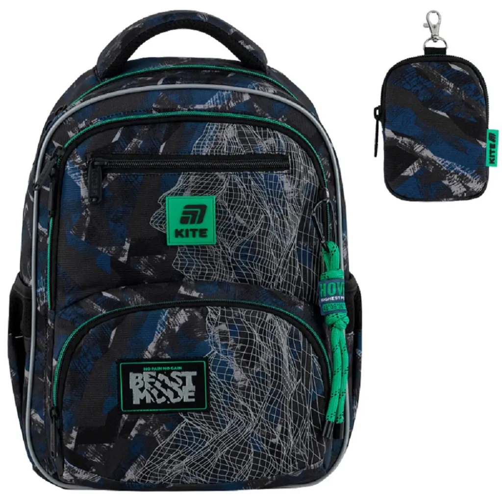 Ортопедичний рюкзак шкільний Kite Education Beast Mode K25-773M-3, чорно-синій Ортопедичний рюкзак шкільний Kite Education Beast Mode K25-773M-3, чорно-синій