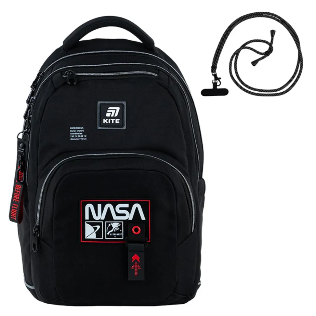 Ортопедичний рюкзак Kite Education teens NASA NS25-903L, чорний Ортопедичний рюкзак Kite Education teens NASA NS25-903L, чорний