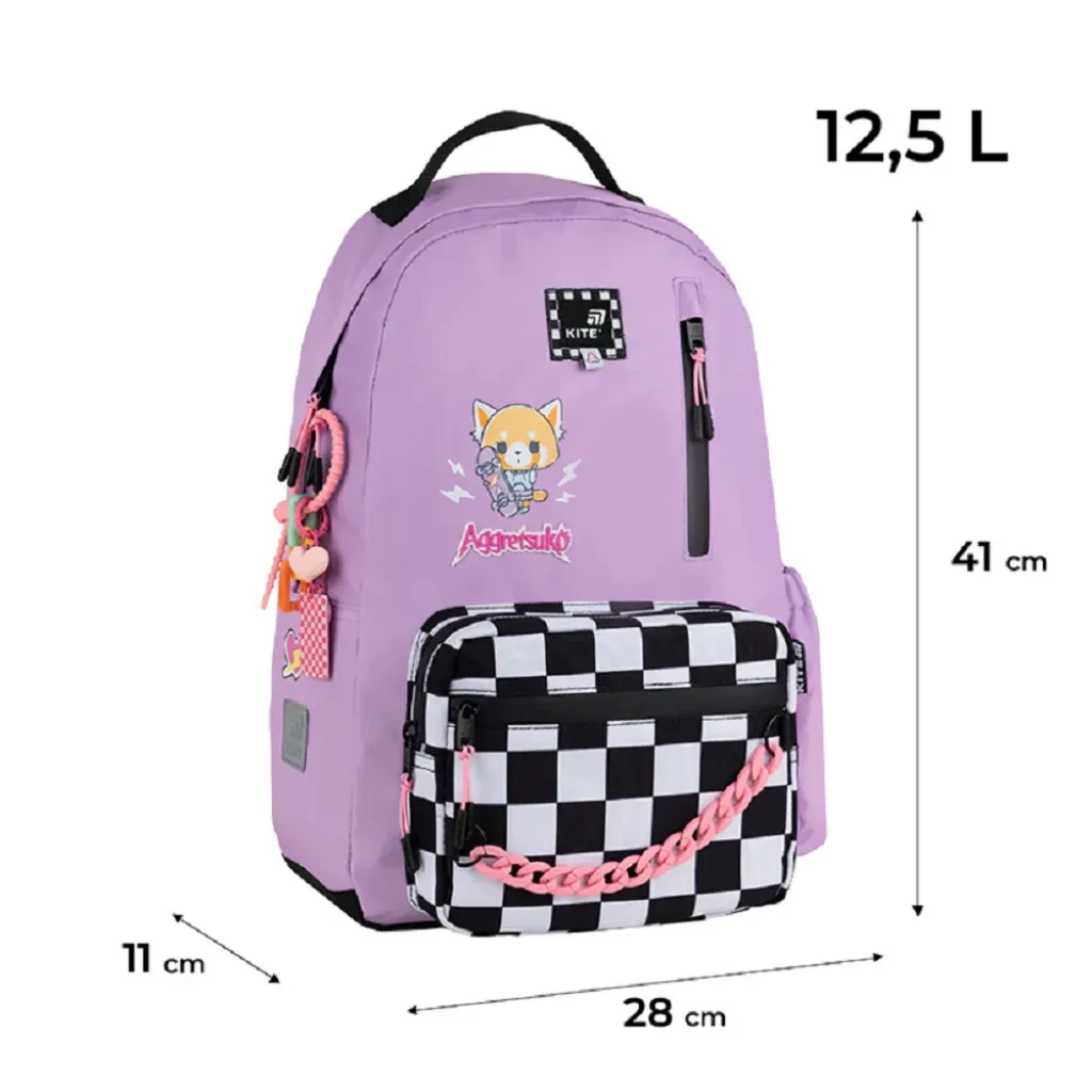 Ортопедический рюкзак школьный Kite Education teens Aggretsuko AR25-949M, лиловый Ортопедический рюкзак школьный Kite Education teens Aggretsuko AR25-949M, лиловый