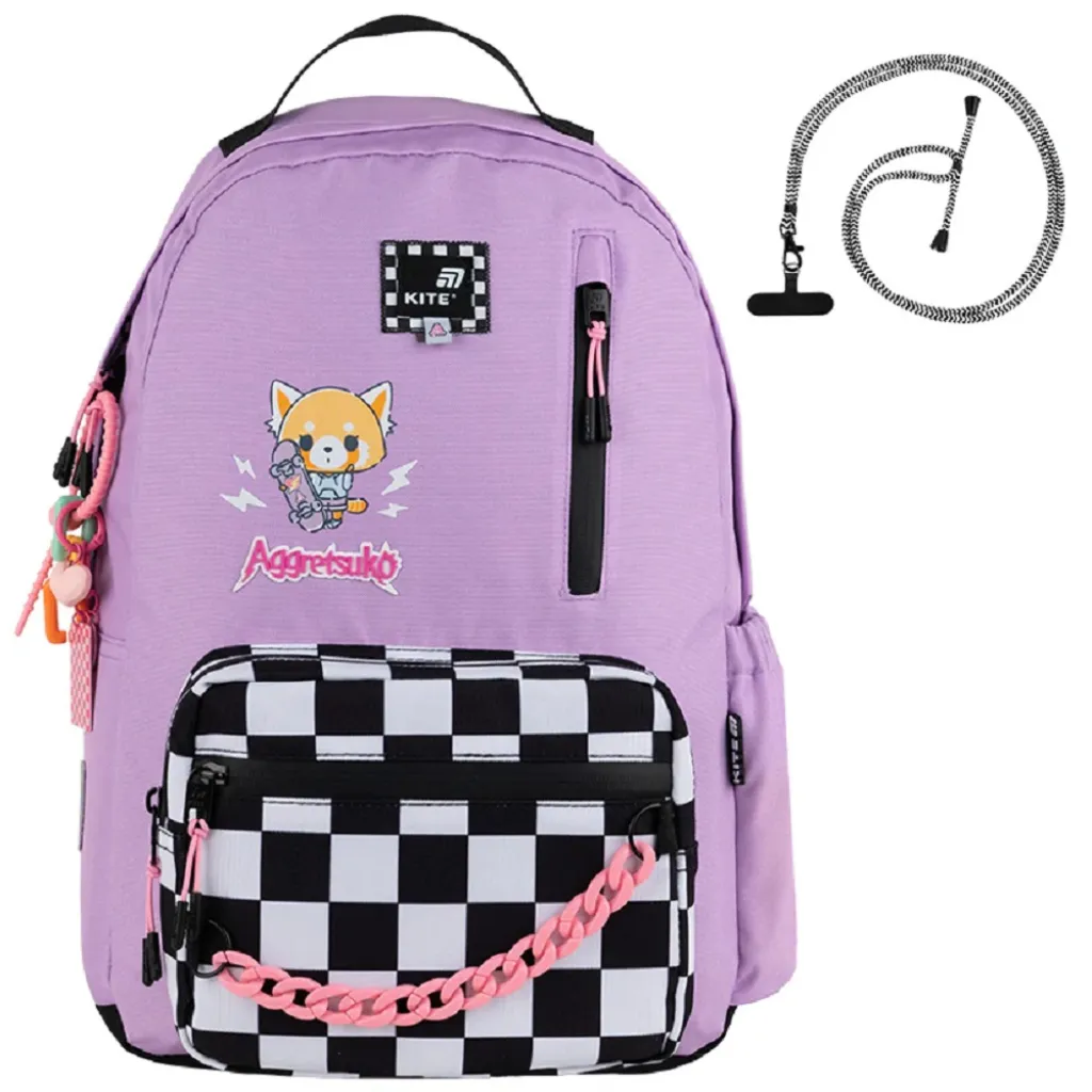 Ортопедический рюкзак школьный Kite Education teens Aggretsuko AR25-949M, лиловый Ортопедический рюкзак школьный Kite Education teens Aggretsuko AR25-949M, лиловый