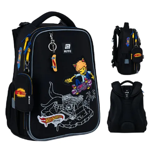 Ортопедичний рюкзак каркасний Kite Education Hot Wheels Skate HW25-531M, чорний - Фото№1 Ортопедичний рюкзак каркасний Kite Education Hot Wheels Skate HW25-531M, чорний - Фото№1