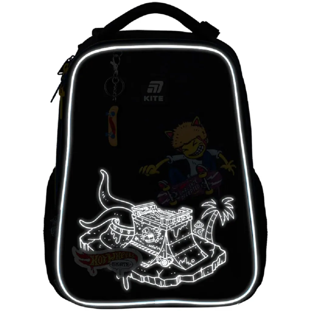 Ортопедичний рюкзак каркасний Kite Education Hot Wheels Skate HW25-531M, чорний Ортопедичний рюкзак каркасний Kite Education Hot Wheels Skate HW25-531M, чорний