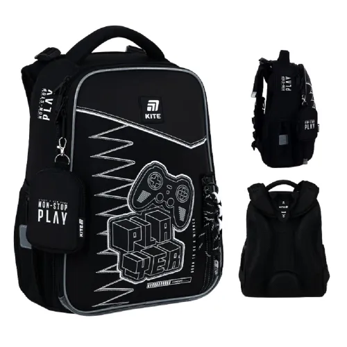 Ортопедичний рюкзак каркасний Kite Education Player K25-531M-3, чорний - Фото№1 Ортопедичний рюкзак каркасний Kite Education Player K25-531M-3, чорний - Фото№1