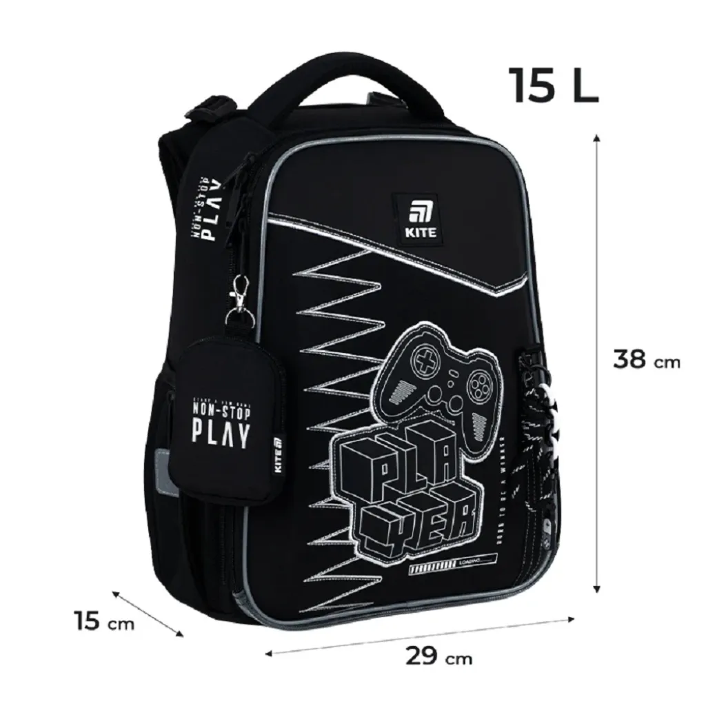 Ортопедичний рюкзак каркасний Kite Education Player K25-531M-3, чорний Ортопедичний рюкзак каркасний Kite Education Player K25-531M-3, чорний