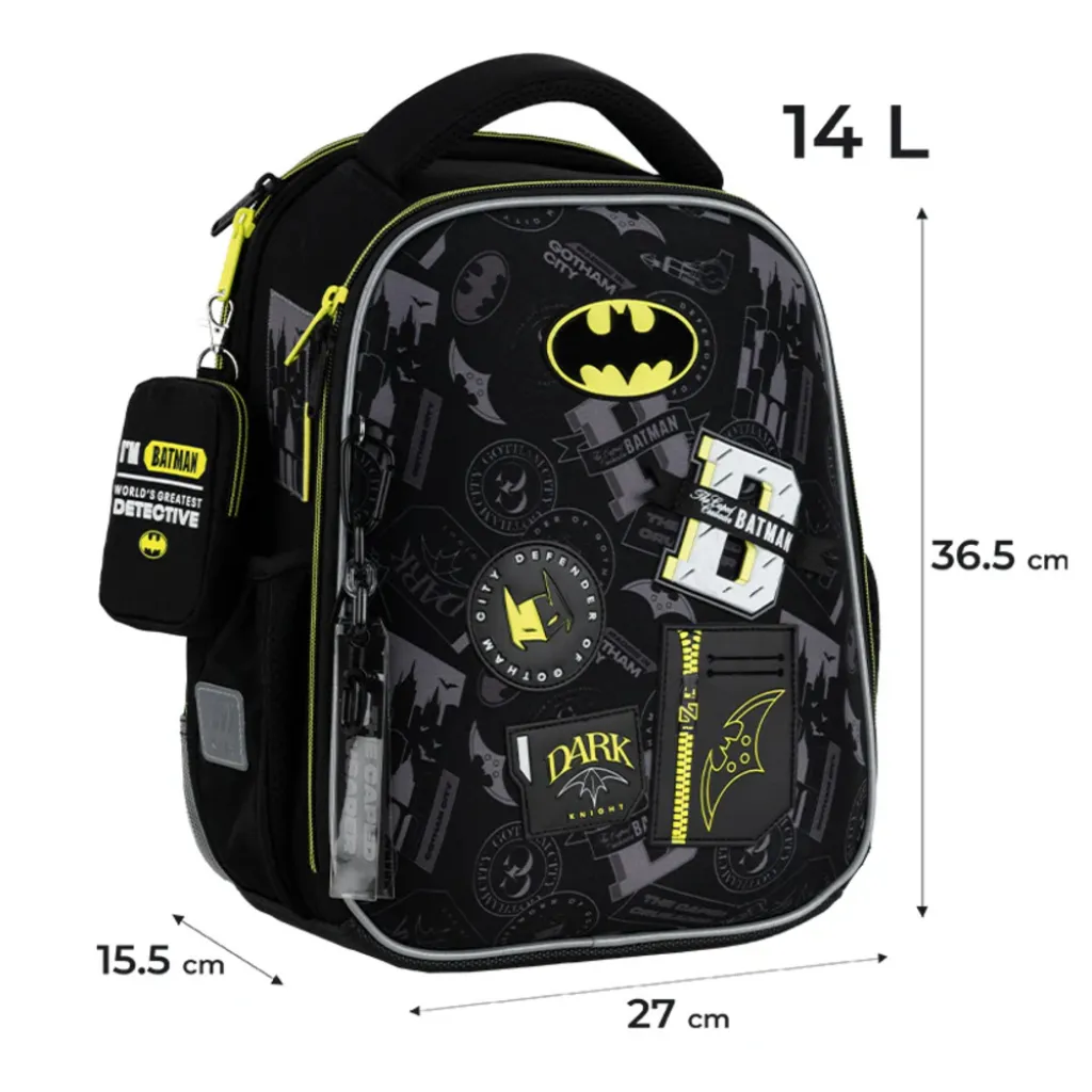 Ортопедичний рюкзак Kite Education DC Batman DC25-555S, чорний Ортопедичний рюкзак Kite Education DC Batman DC25-555S, чорний
