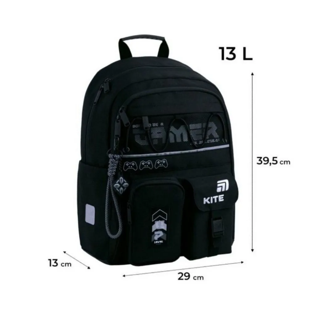 Ортопедический рюкзак Kite Education Gamer K26-584M-5, черный Ортопедический рюкзак Kite Education Gamer K26-584M-5, черный