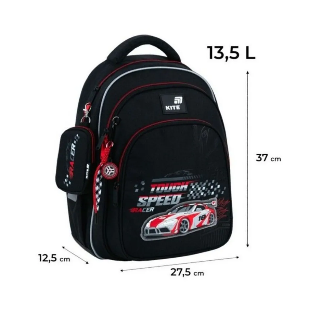 Ортопедичний рюкзак Kite Education Speed Racer K26-763S-2, чорний