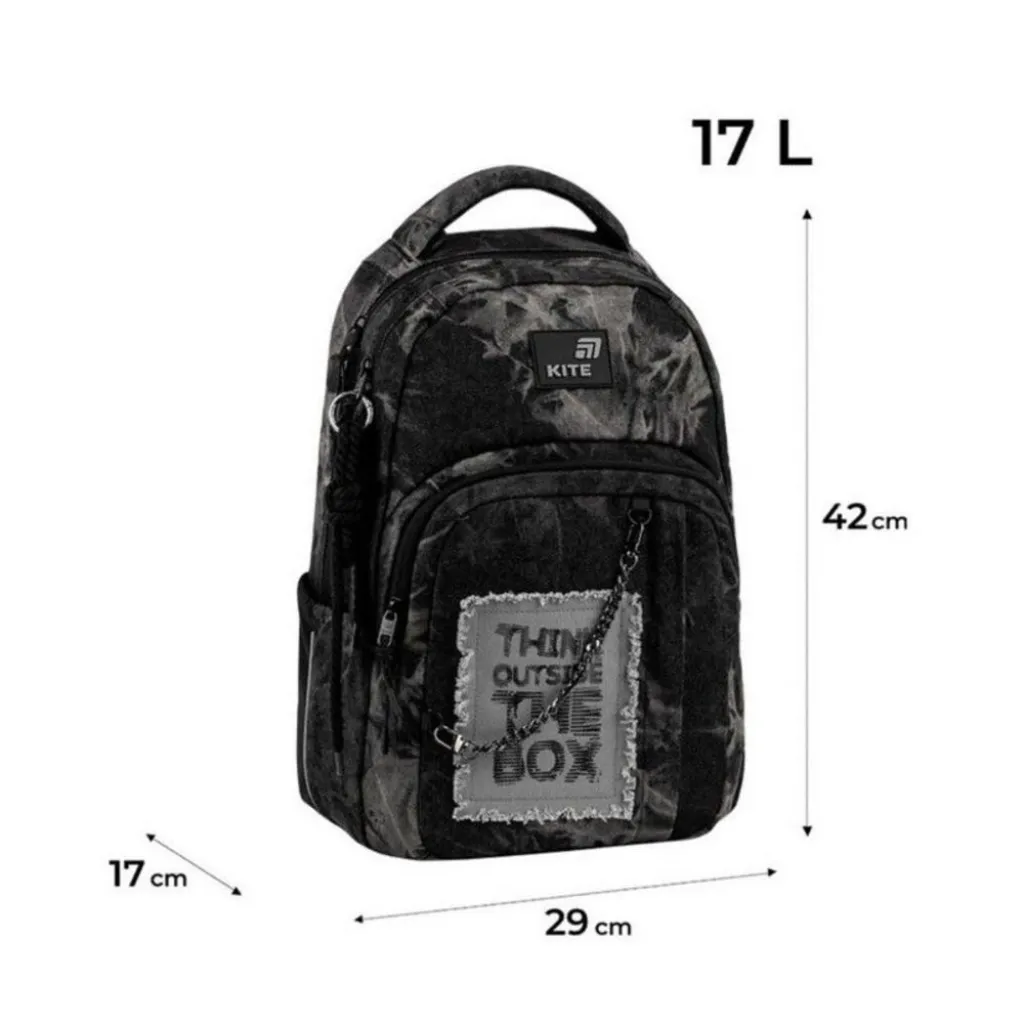 Ортопедичний рюкзак Kite Education Teens Denim Core K26-2578M-2, сірий Ортопедичний рюкзак Kite Education Teens Denim Core K26-2578M-2, сірий