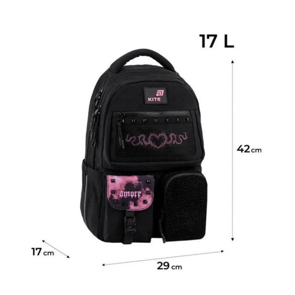Ортопедический рюкзак Kite Education Teens Drama Queen K26-2587M-2, черный Ортопедический рюкзак Kite Education Teens Drama Queen K26-2587M-2, черный