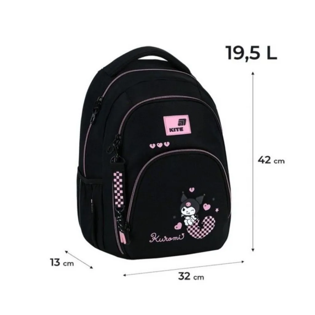 Ортопедичний рюкзак Kite Education Teens Kuromi HK26-905M, чорний Ортопедичний рюкзак Kite Education Teens Kuromi HK26-905M, чорний