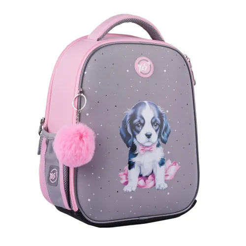 Ортопедический рюкзак каркасный YES H-100 Doggy Princess, серо-розовый - Фото№1 Ортопедический рюкзак каркасный YES H-100 Doggy Princess, серо-розовый - Фото№1