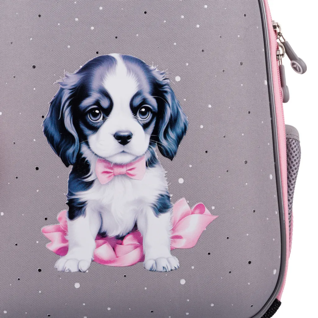 Ортопедический рюкзак каркасный YES H-100 Doggy Princess, серо-розовый Ортопедический рюкзак каркасный YES H-100 Doggy Princess, серо-розовый
