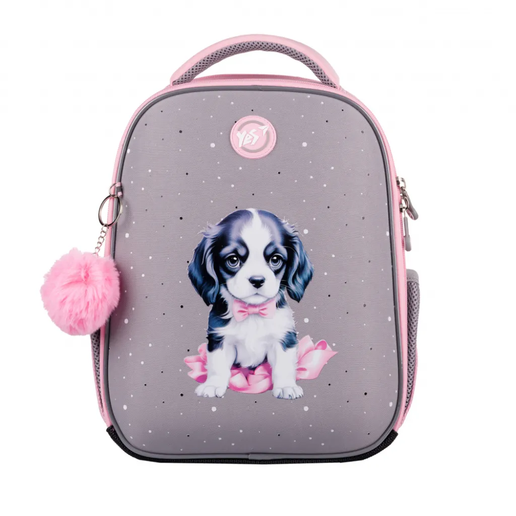 Ортопедический рюкзак каркасный YES H-100 Doggy Princess, серо-розовый Ортопедический рюкзак каркасный YES H-100 Doggy Princess, серо-розовый