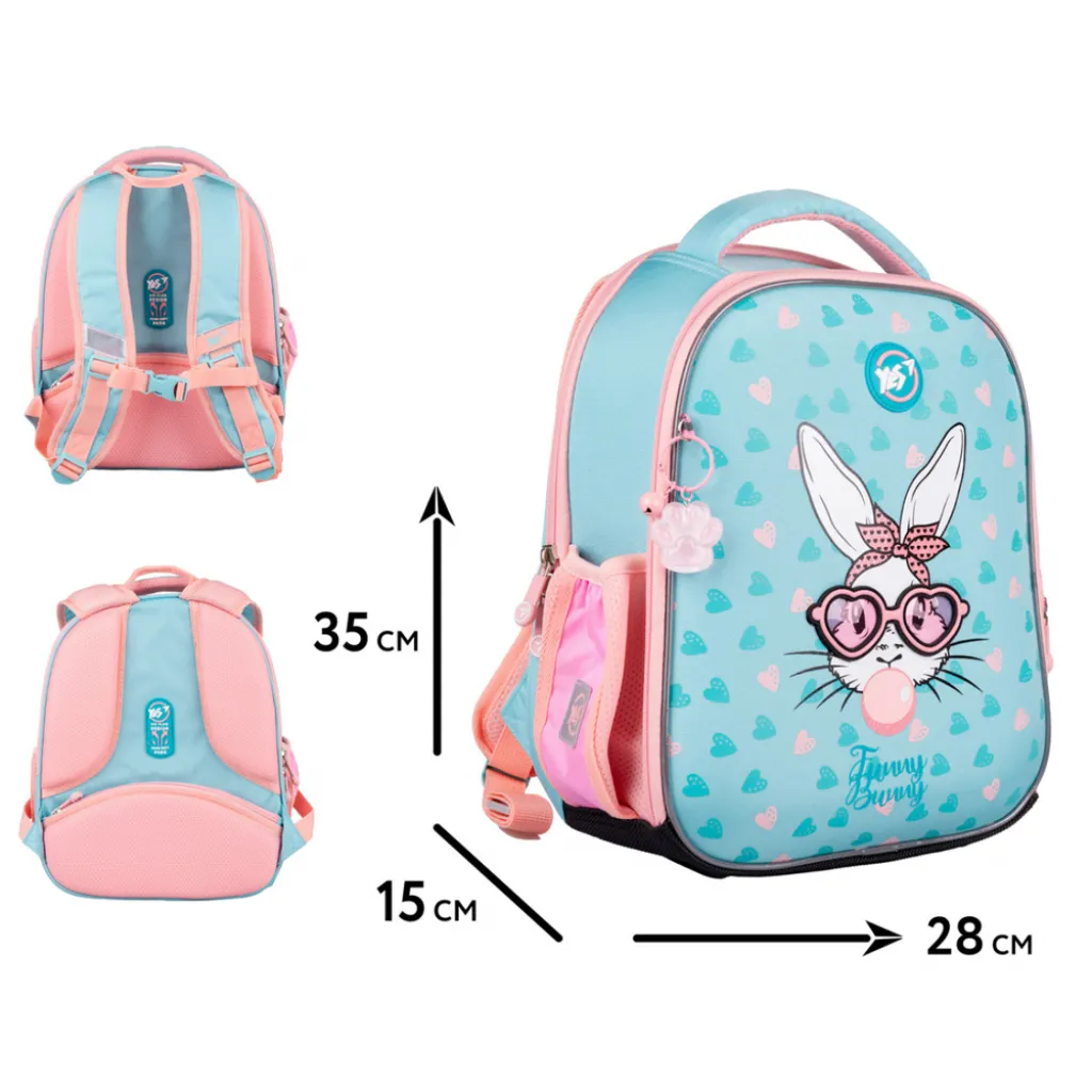 Ортопедичний рюкзак каркасний YES H-100 Funny Bunny, блакитний Ортопедичний рюкзак каркасний YES H-100 Funny Bunny, блакитний