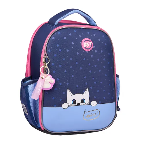 Ортопедичний рюкзак каркасний YES H-100 Meow-Meow, синій - Фото№1 Ортопедичний рюкзак каркасний YES H-100 Meow-Meow, синій - Фото№1
