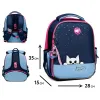 Ортопедичний рюкзак каркасний YES H-100 Meow-Meow, синій - Фото№3