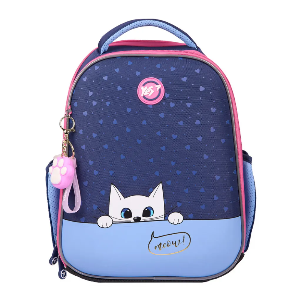 Ортопедичний рюкзак каркасний YES H-100 Meow-Meow, синій Ортопедичний рюкзак каркасний YES H-100 Meow-Meow, синій