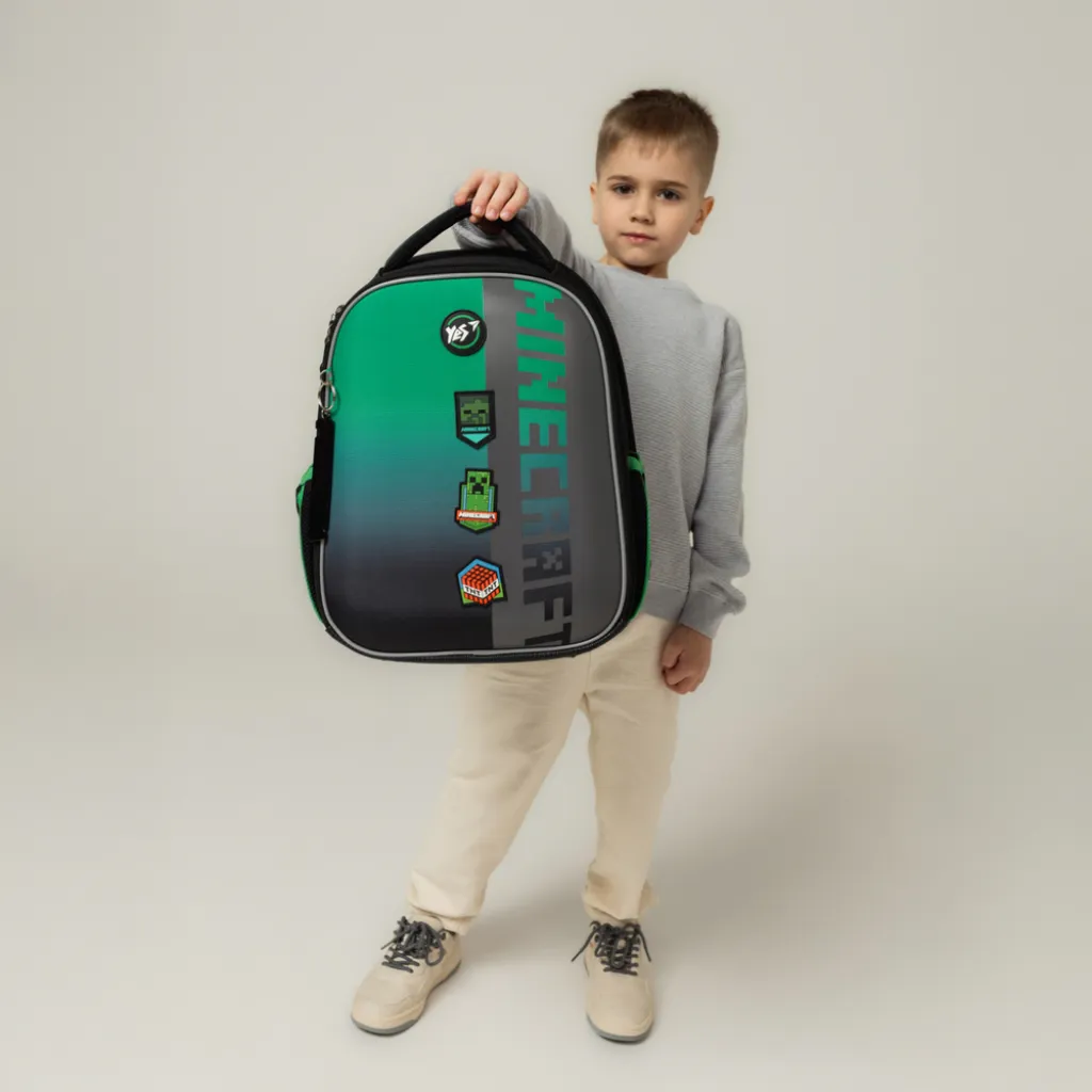 Ортопедичний рюкзак каркасний YES H-100 Minecraft Icons, зелений Ортопедичний рюкзак каркасний YES H-100 Minecraft Icons, зелений