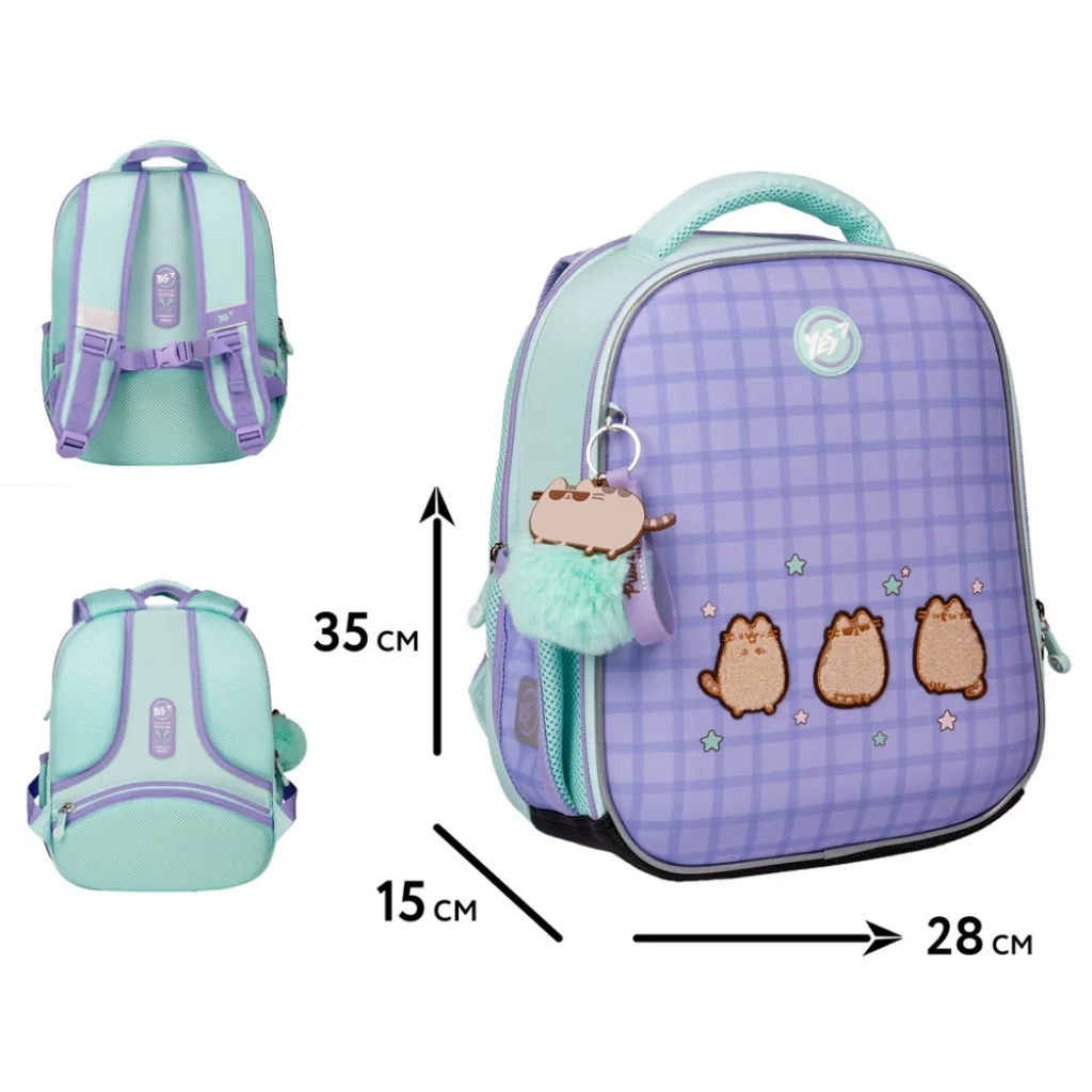 Ортопедичний рюкзак каркасний YES H-100 Pusheen the Cat, бузковий Ортопедичний рюкзак каркасний YES H-100 Pusheen the Cat, бузковий
