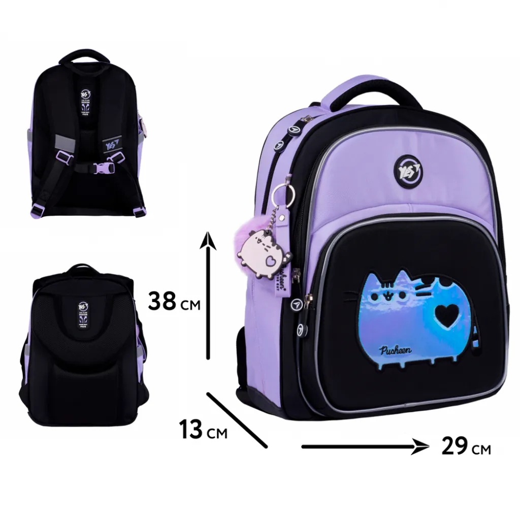 Ортопедичний рюкзак шкільний YES S-91 Pusheen Shiny, бузковий Ортопедичний рюкзак шкільний YES S-91 Pusheen Shiny, бузковий