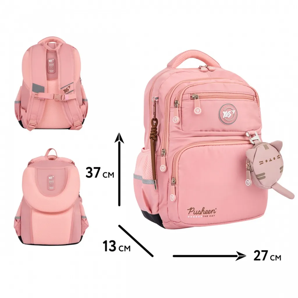Ортопедичний рюкзак шкільний YES Pusheen Fatty S-108, рожевий Ортопедичний рюкзак шкільний YES Pusheen Fatty S-108, рожевий