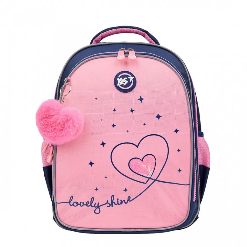 Ортопедический рюкзак школьный YES Bright Hearts S-111, розовый Ортопедический рюкзак школьный YES Bright Hearts S-111, розовый