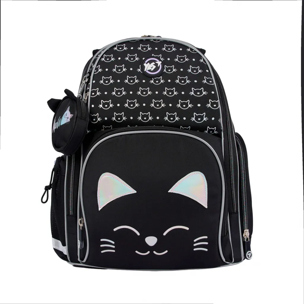 Ортопедичний рюкзак шкільний YES Smiling Cats S-100, чорний Ортопедичний рюкзак шкільний YES Smiling Cats S-100, чорний
