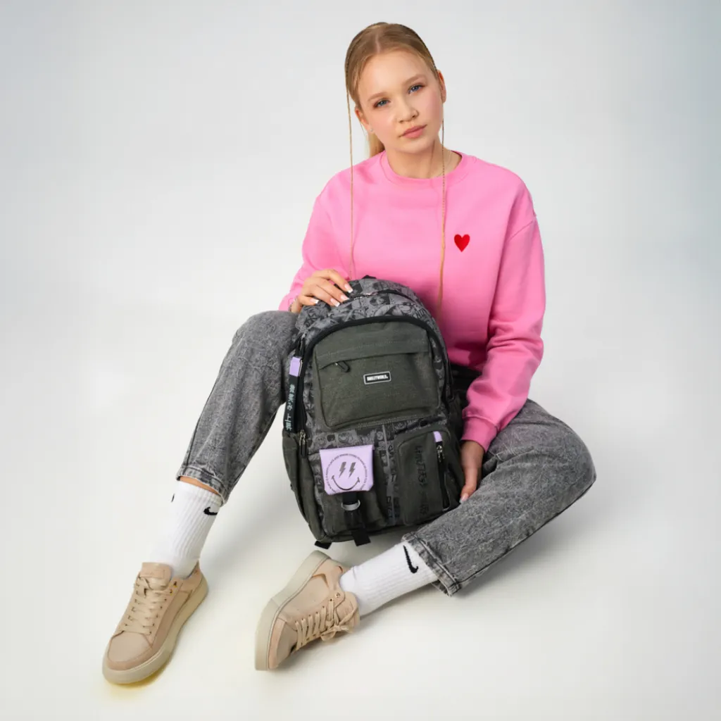 Ортопедичний рюкзак шкільний YES Anime Smiley World TS-43, сірий Ортопедичний рюкзак шкільний YES Anime Smiley World TS-43, сірий