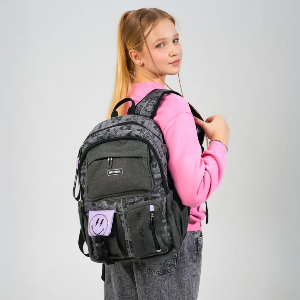 Ортопедичний рюкзак шкільний YES Anime Smiley World TS-43, сірий Ортопедичний рюкзак шкільний YES Anime Smiley World TS-43, сірий