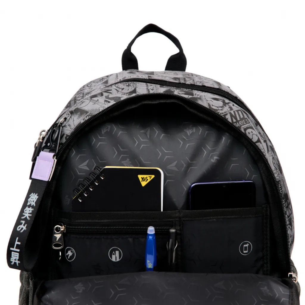Ортопедичний рюкзак шкільний YES Anime Smiley World TS-43, сірий Ортопедичний рюкзак шкільний YES Anime Smiley World TS-43, сірий
