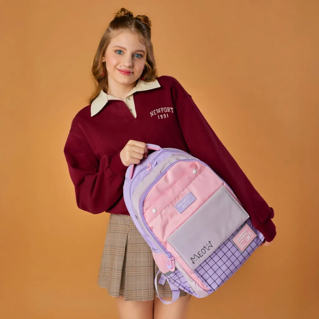 Ортопедический рюкзак школьный YES Favorite Kitty TS-48, розовый
