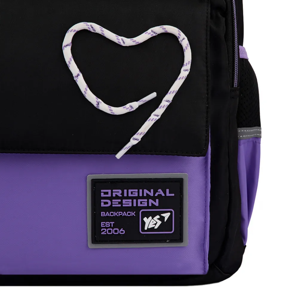 Ортопедичний рюкзак шкільний YES Purple Hearts TS-48, черний Ортопедичний рюкзак шкільний YES Purple Hearts TS-48, черний