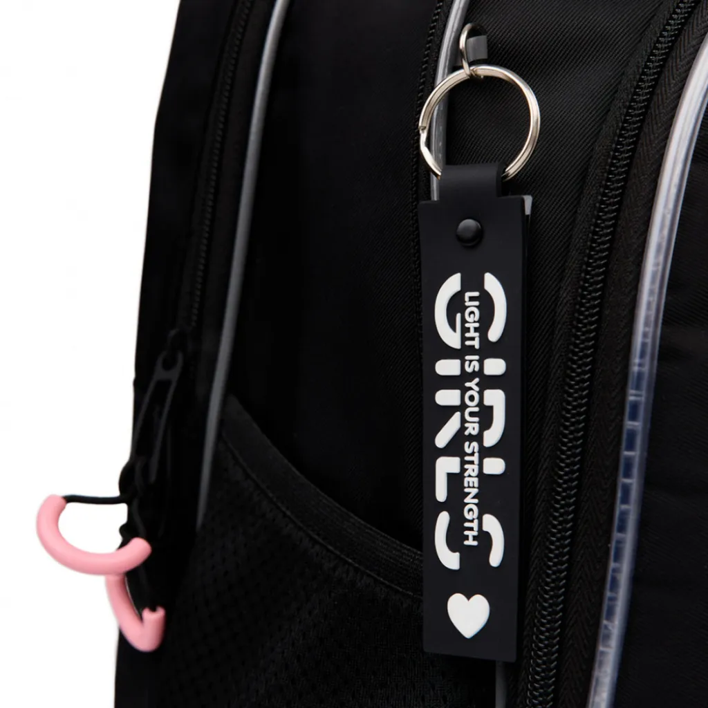 Ортопедичний рюкзак шкільний YES Pink Heart з LED кордом TS-52, чорний Ортопедичний рюкзак шкільний YES Pink Heart з LED кордом TS-52, чорний