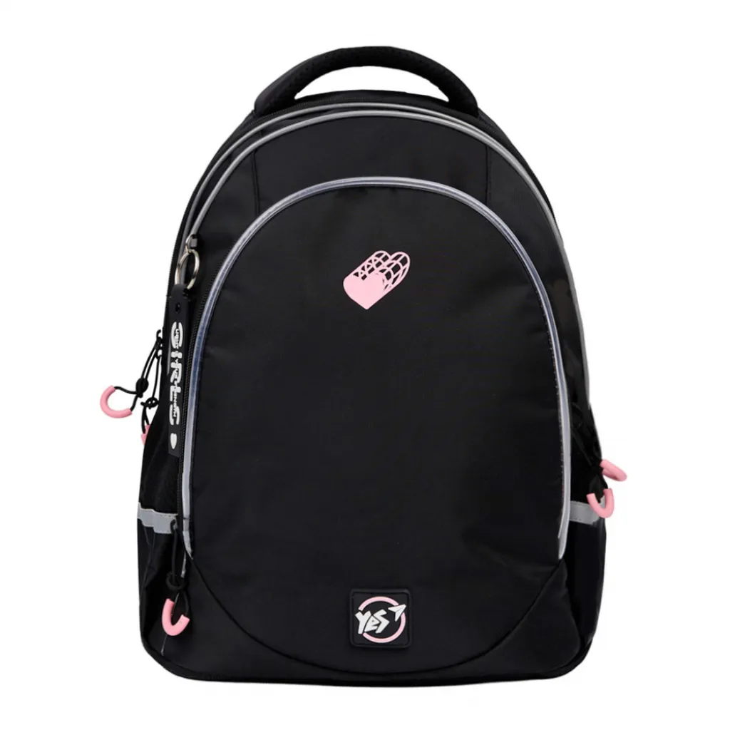 Ортопедичний рюкзак шкільний YES Pink Heart з LED кордом TS-52, чорний Ортопедичний рюкзак шкільний YES Pink Heart з LED кордом TS-52, чорний