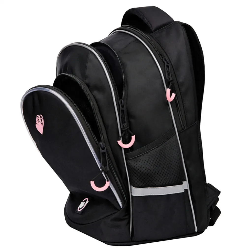 Ортопедичний рюкзак шкільний YES Pink Heart з LED кордом TS-52, чорний Ортопедичний рюкзак шкільний YES Pink Heart з LED кордом TS-52, чорний