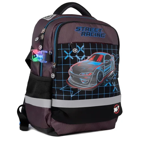 Ортопедический рюкзак школьный YES S-52 Ergo Street Racing, серый - Фото№1 Ортопедический рюкзак школьный YES S-52 Ergo Street Racing, серый - Фото№1