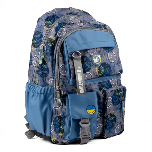 Ортопедический рюкзак школьный YES TS-43 Smiley World, синий - Фото№1