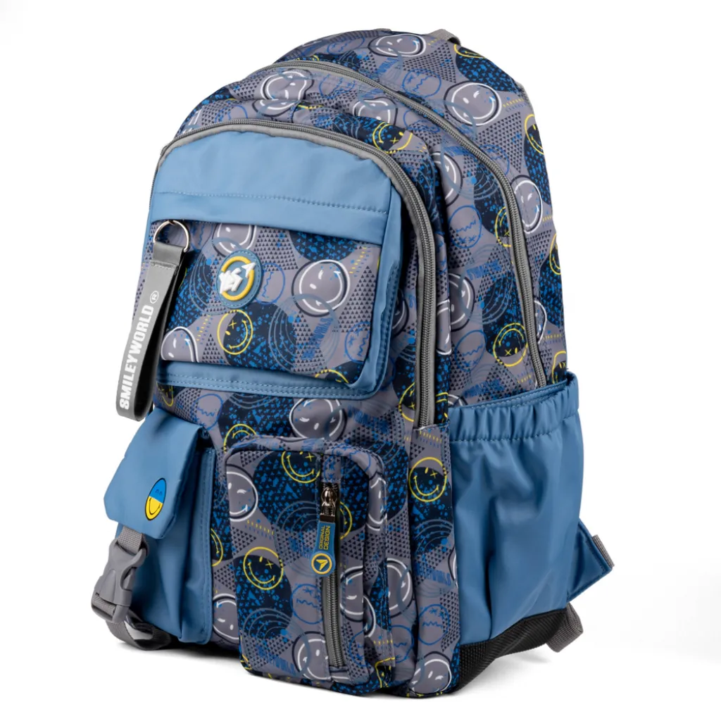 Ортопедический рюкзак школьный YES TS-43 Smiley World, синий