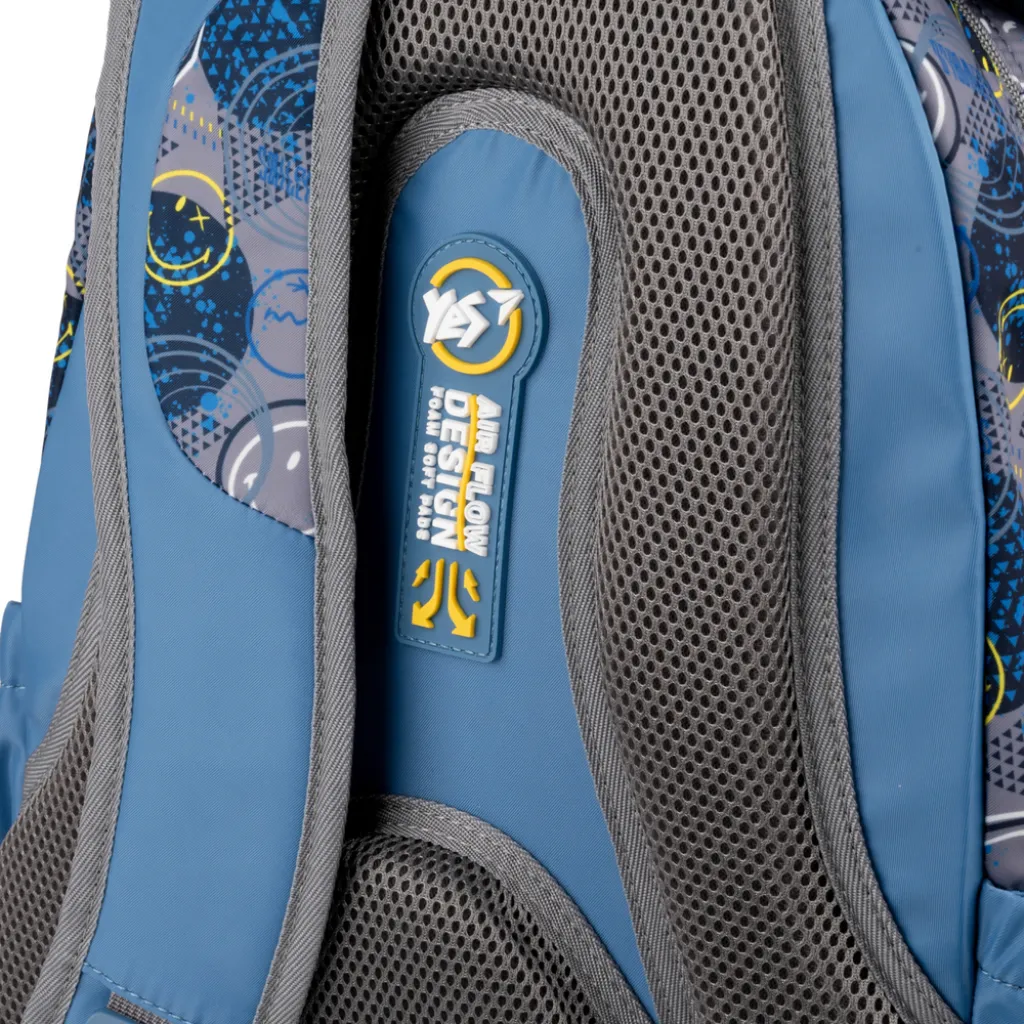Ортопедический рюкзак школьный YES TS-43 Smiley World, синий
