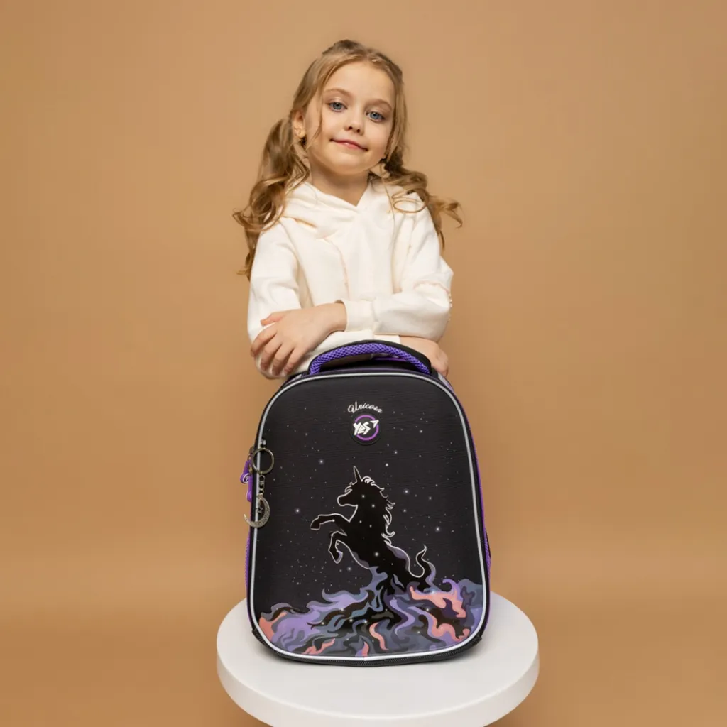 Ортопедичний рюкзак каркасний YES H-100 Magic Unicorn, чорний Ортопедичний рюкзак каркасний YES H-100 Magic Unicorn, чорний
