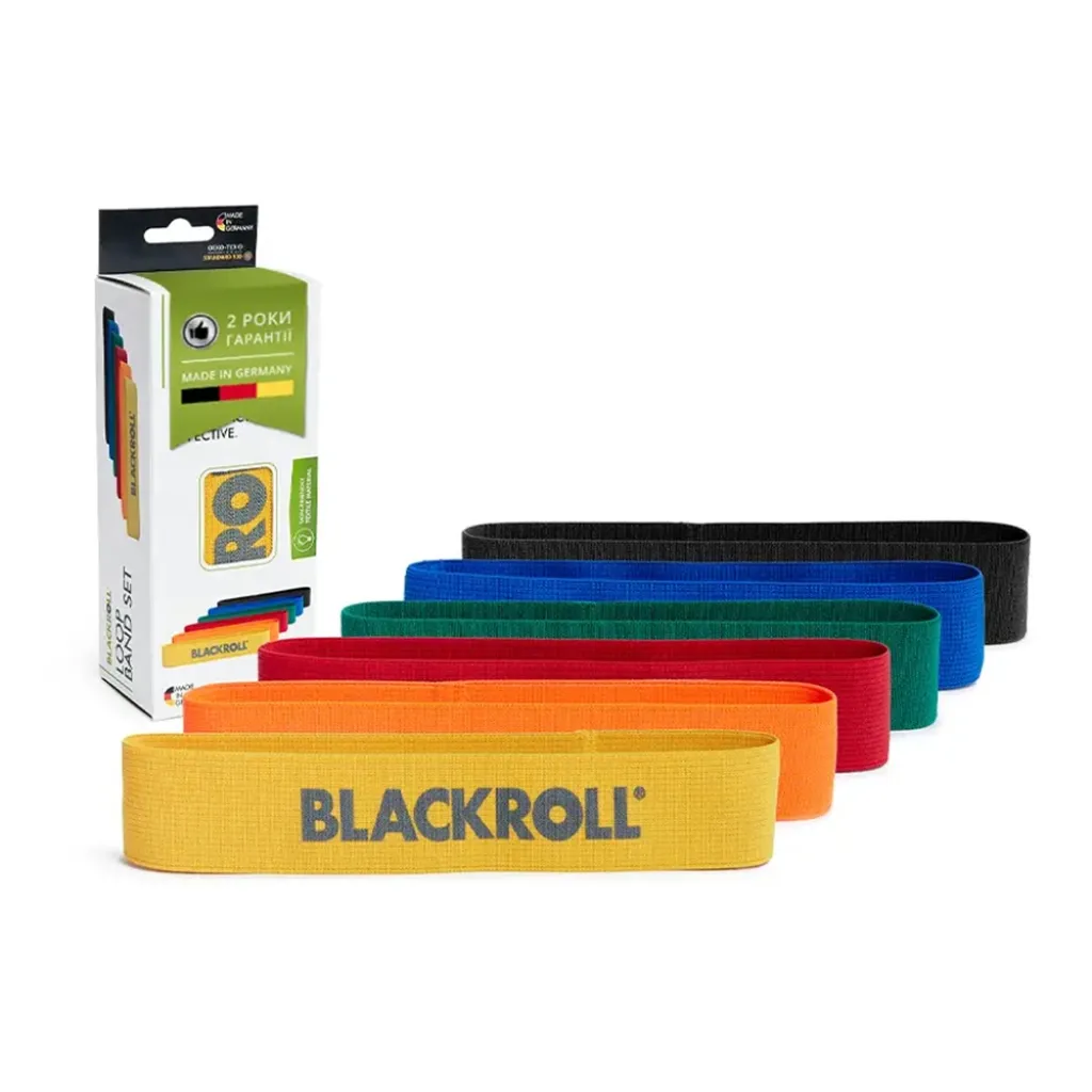 Набір фітнес-еспандерів Blackroll Loop Band Set x6, жовтий/оранжевий/червоний/синій/зелений/чорний Набір фітнес-еспандерів Blackroll Loop Band Set x6, жовтий/оранжевий/червоний/синій/зелений/чорний