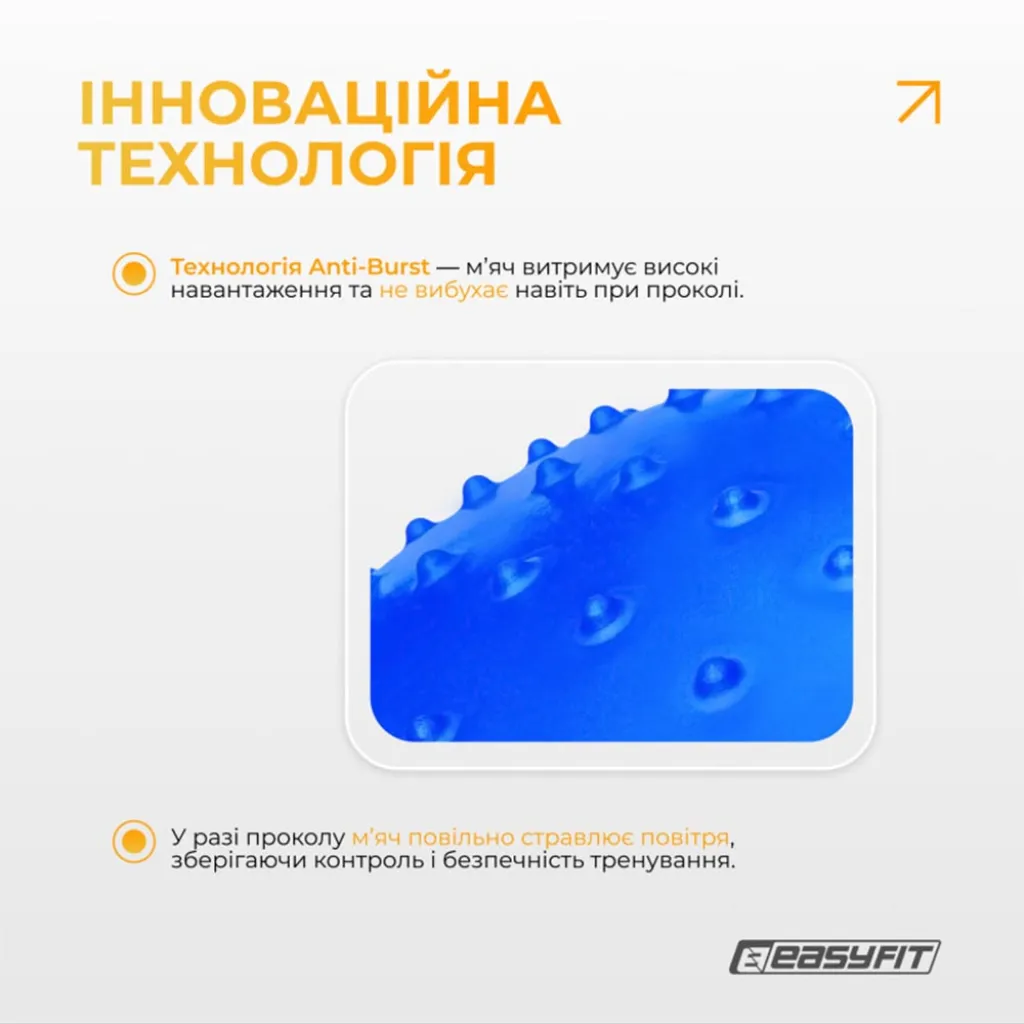 Фітбол EasyFit Hybrid EF-3012-BL 75 см, синій Фітбол EasyFit Hybrid EF-3012-BL 75 см, синій