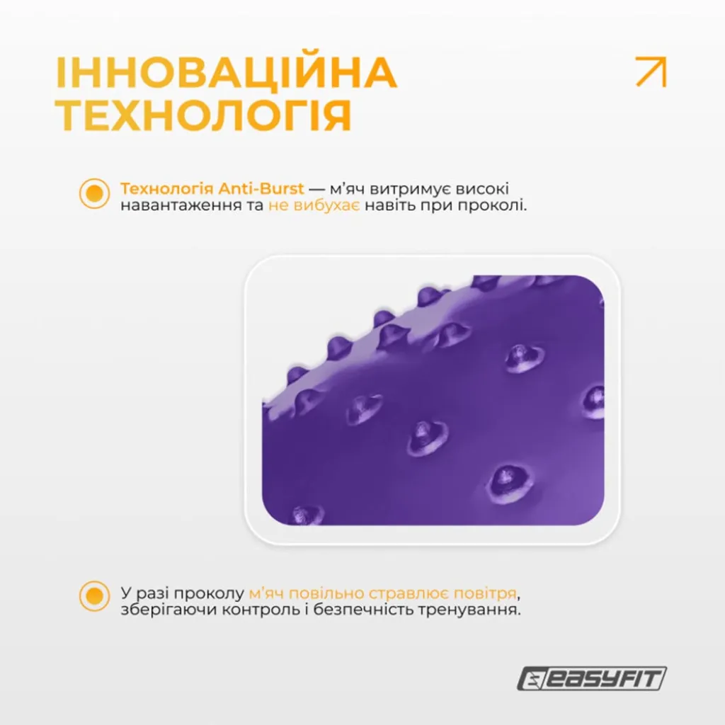 Фітбол EasyFit Hybrid EF-3013-V 85 см, фіолетовий Фітбол EasyFit Hybrid EF-3013-V 85 см, фіолетовий