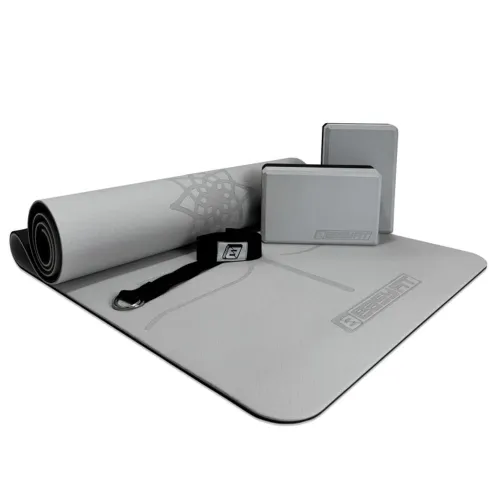 Набір для йоги та фітнесу EasyFit Polarity Set PRO EF-2421s-GYBK: килимок, два блоки, сірий - Фото№1