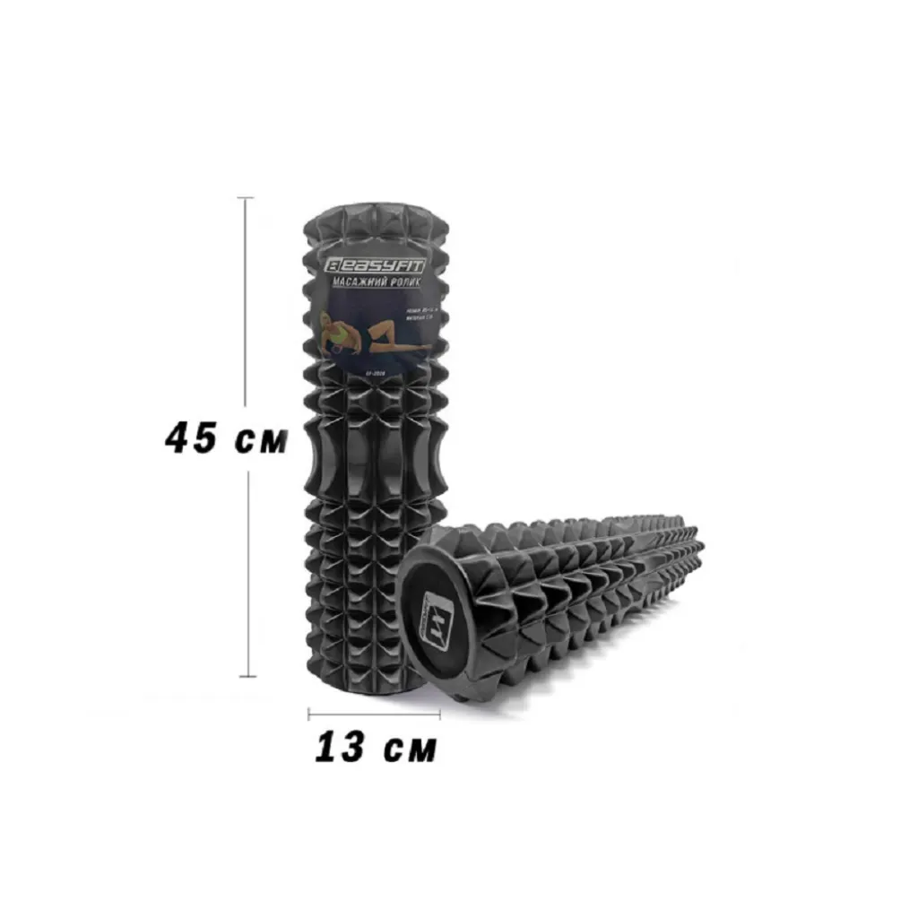 Массажный ролик EasyFit Solid Grid Roller 45 см v.2.2s EF-2053-BK, черный