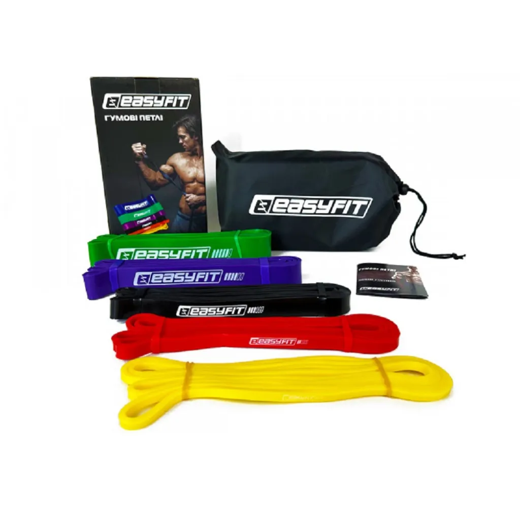 Гумові петлі EasyFit: набір 1-65 кг (5 шт) EF-1655 Гумові петлі EasyFit: набір 1-65 кг (5 шт) EF-1655