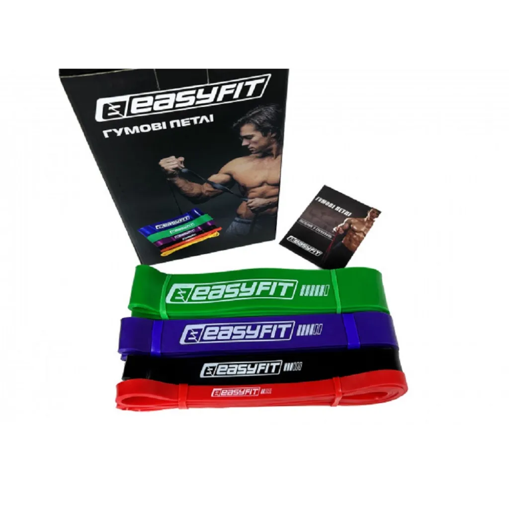 Гумові петлі EasyFit: набір 2-65 кг (4 шт) EF-2654 Гумові петлі EasyFit: набір 2-65 кг (4 шт) EF-2654