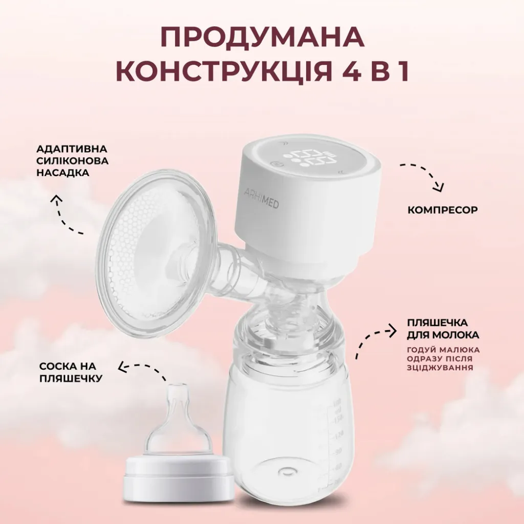 Електричний молоковідсмоктувач ArhiMED Gentle S3 + Пакети для молока 250 мл ArhiMED, 5шт Електричний молоковідсмоктувач ArhiMED Gentle S3 + Пакети для молока 250 мл ArhiMED, 5шт