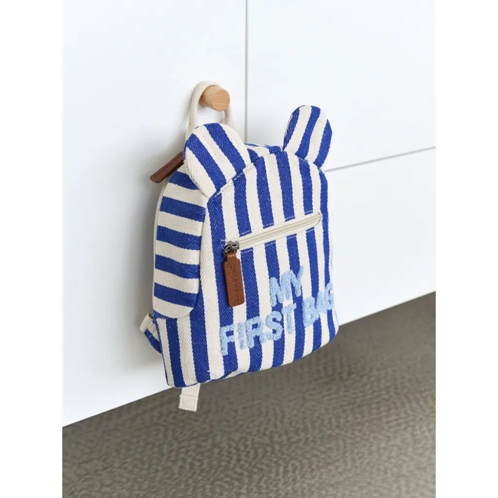 Рюкзак дитячий Childhome My first bag stripes electric blue, синій
